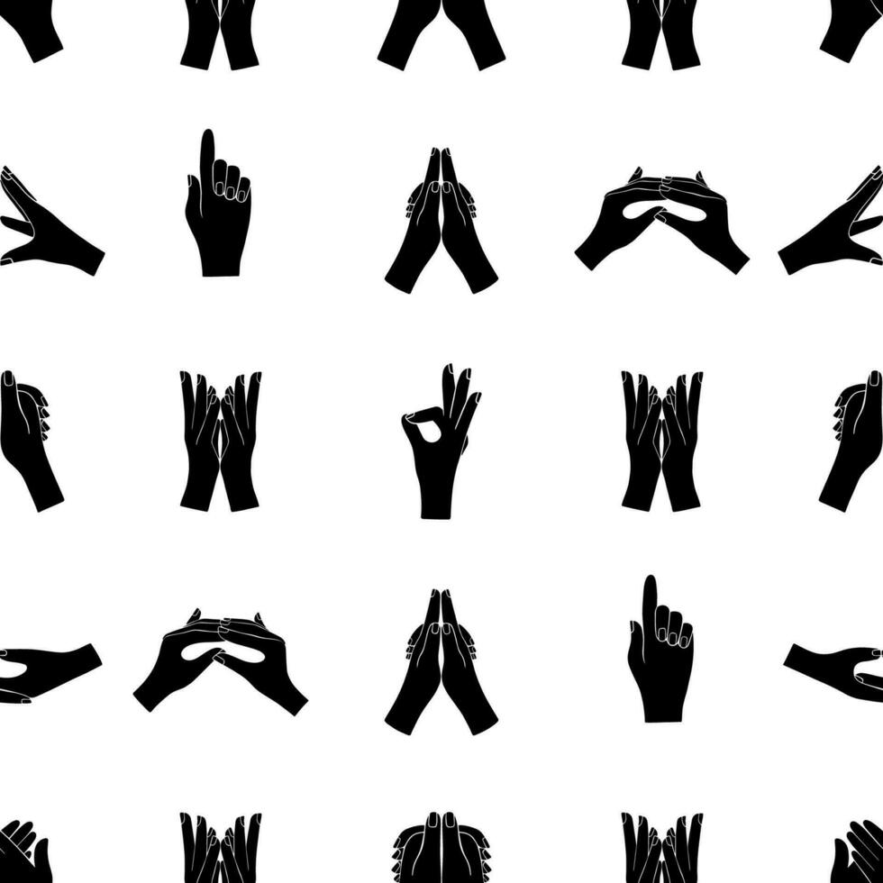 Hand drawn yoga mudras. vector