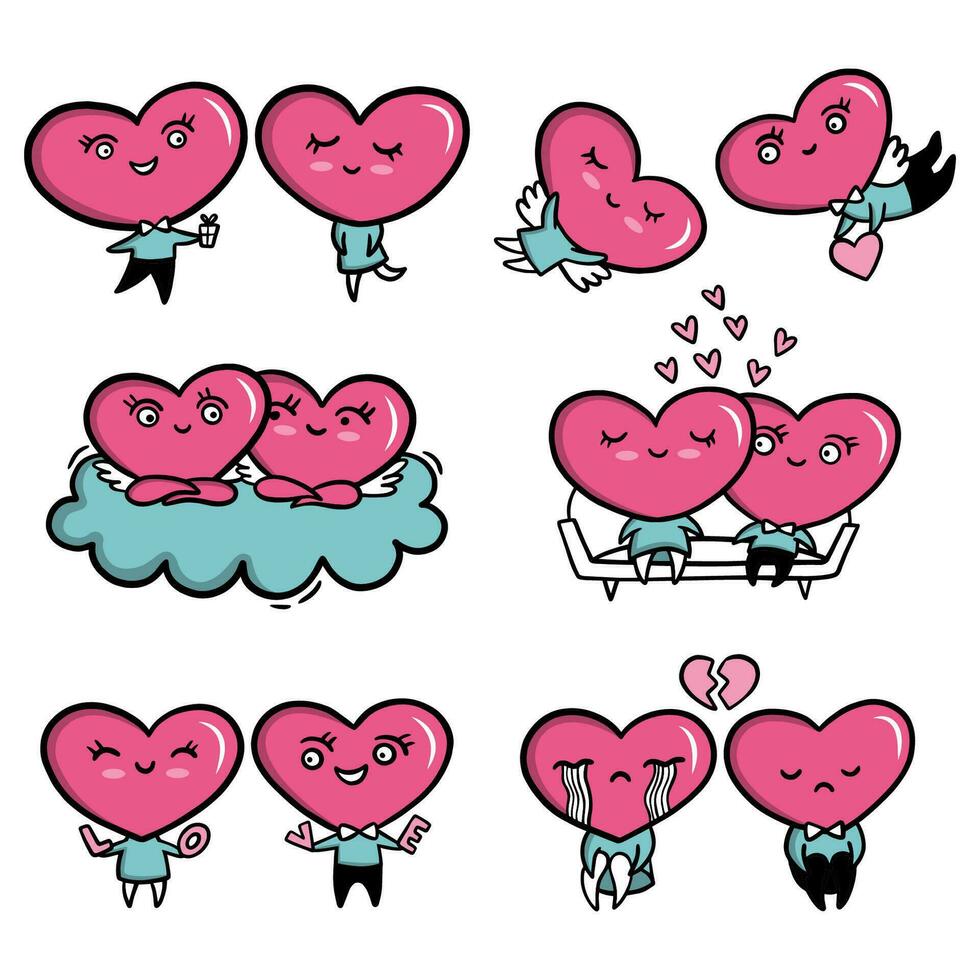 Stickers with the love symbol. vector