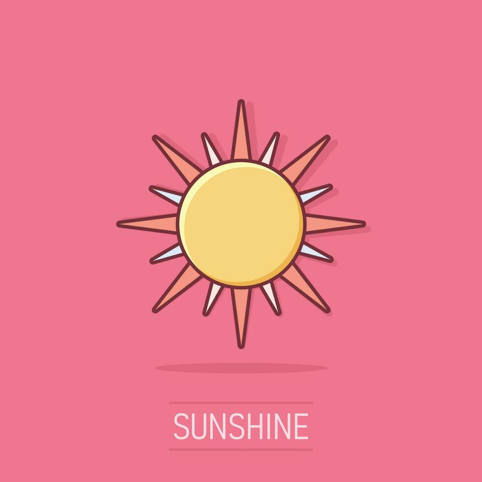 Vector cartoon sun icon in comic style. Summer sunshine concept illustration pictogram. Sun business splash effect concept.