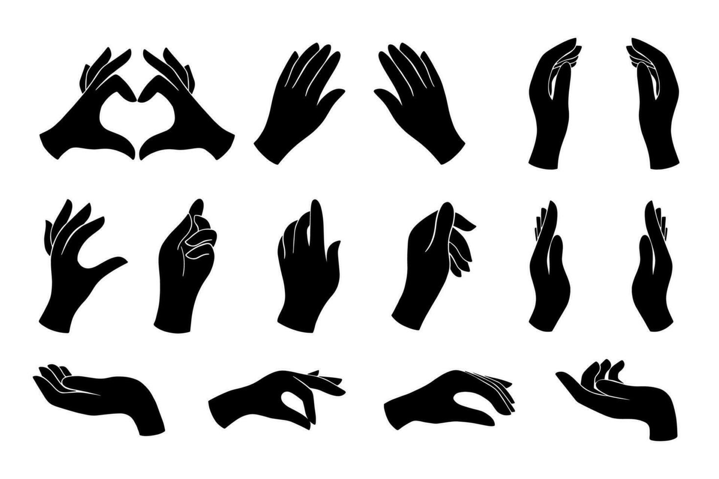 A set of hands with different gestures. vector