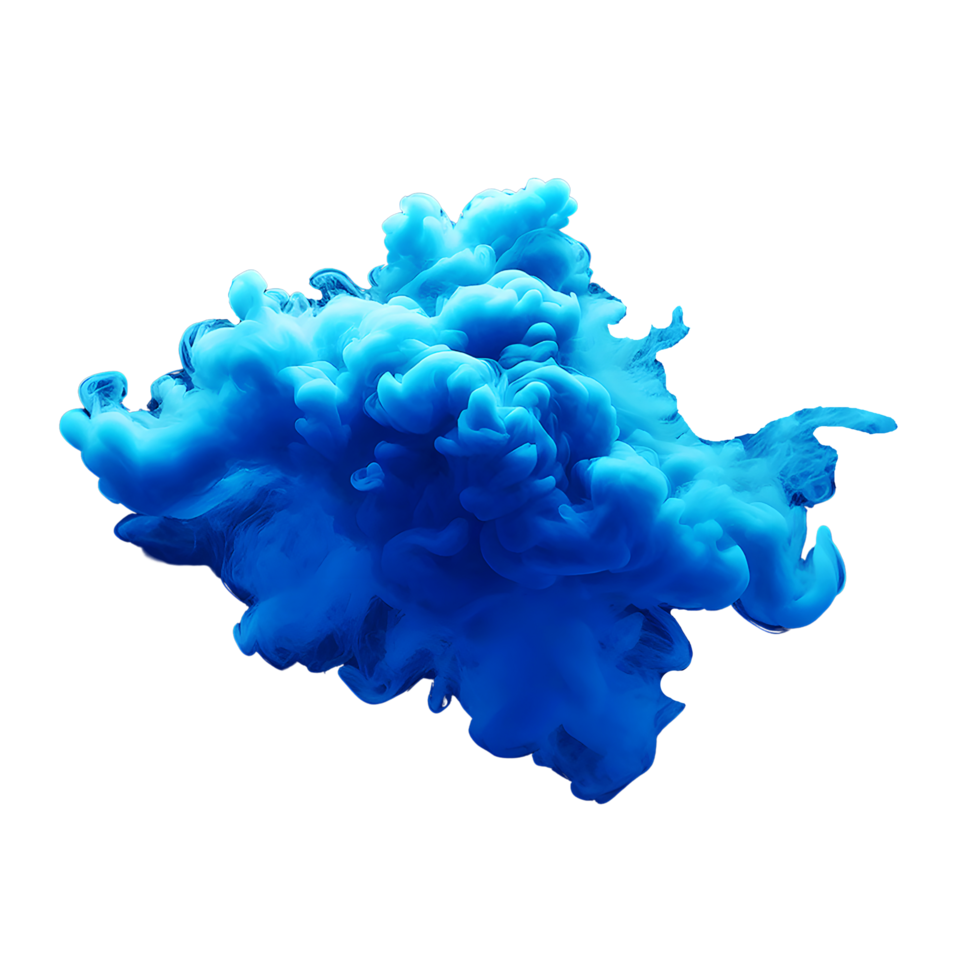 ai generato realistico blu Fumo esplosione con scintille su un' trasparente sfondo png