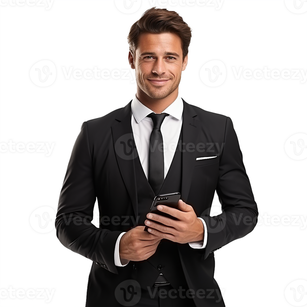 AI generated handsome man wearing formal suit, transparency background png