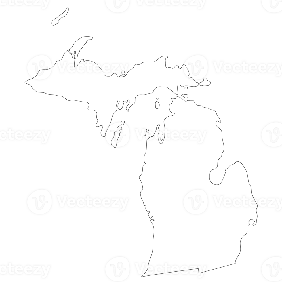 Michigan state map. Map of the U.S. state of Michigan. png