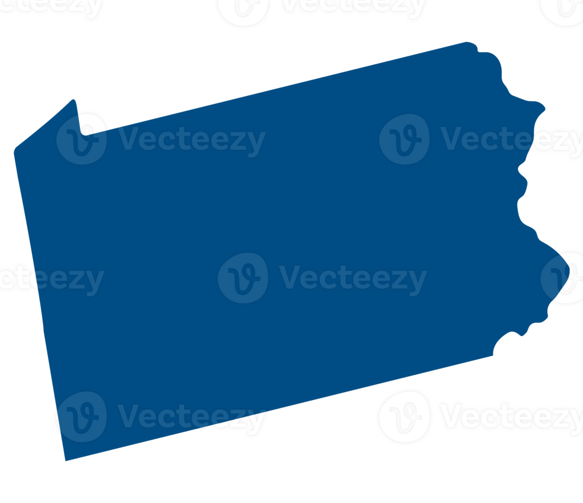 Pennsylvania state map. Map of the U.S. state of Pennsylvania. png