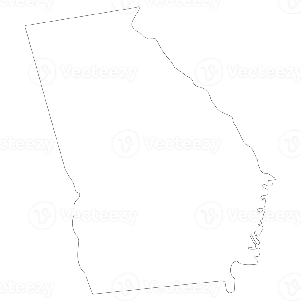 Georgia U.S. state map. Map of the U.S. state of Georgia. png