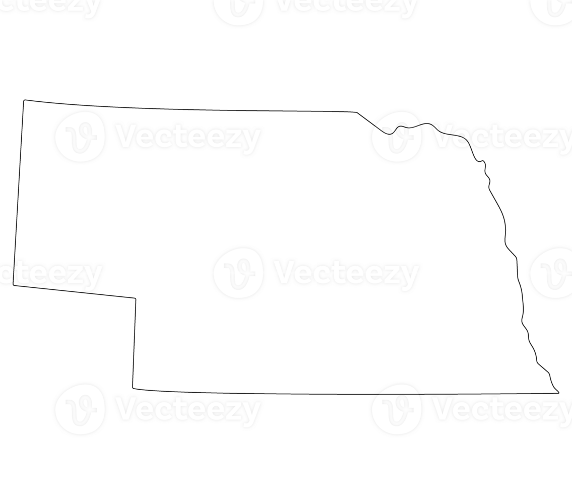 Nebraska state map. Map of the U.S. state of Nebraska. png