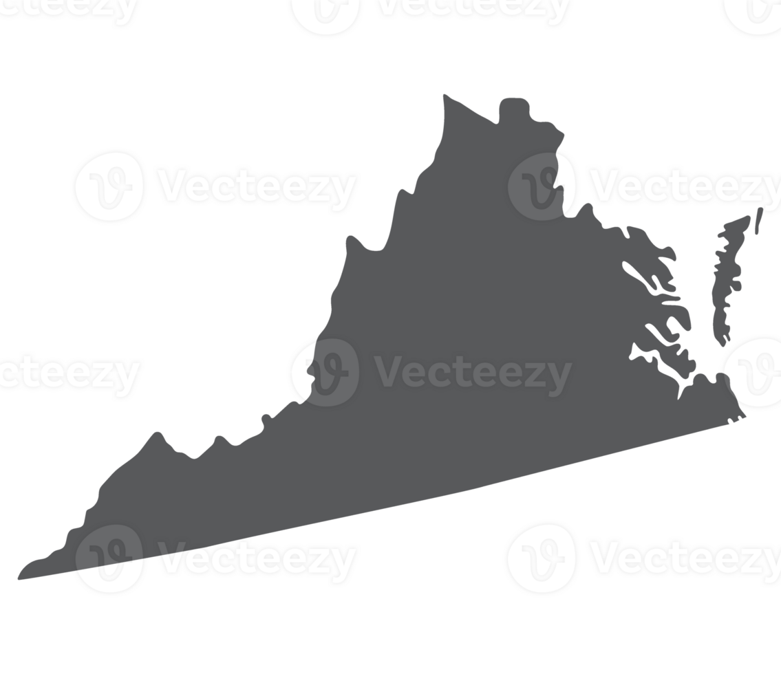 Virginia state map. Map of the U.S. state of Virginia. png