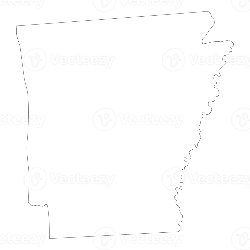 Arkansas state map. Map of the US state of Arkansas. png