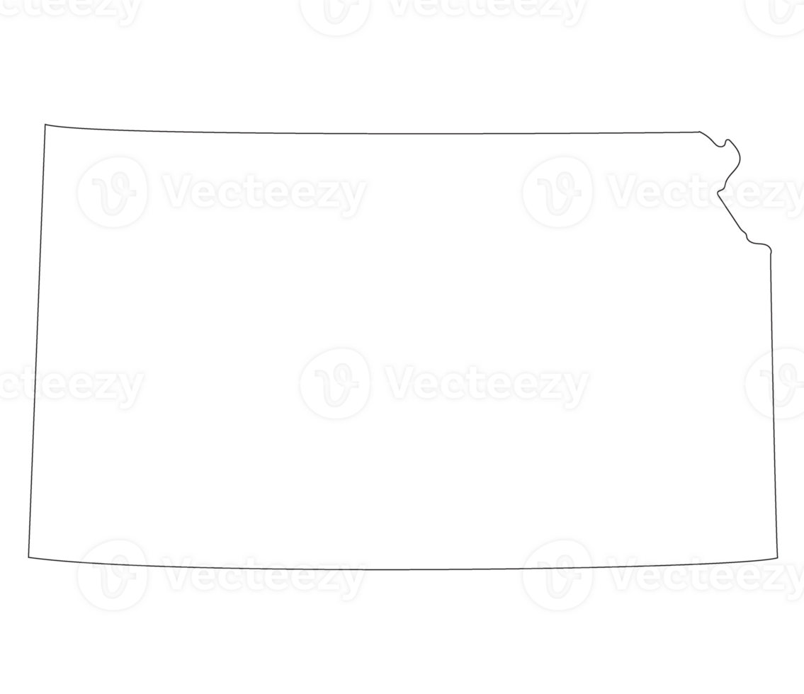 Kansas state map. Map of the U.S. state of Kansas. png