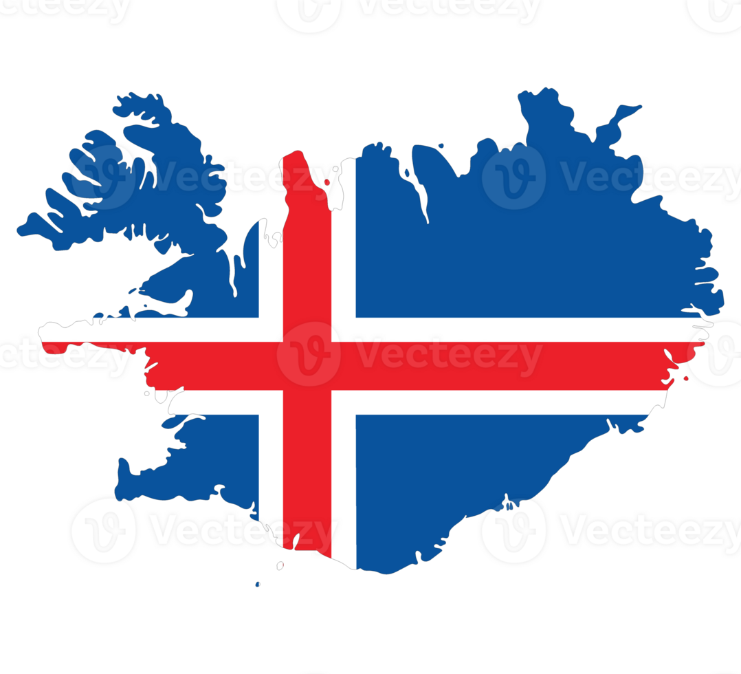 Iceland map. Map of Iceland with Iceland flag png