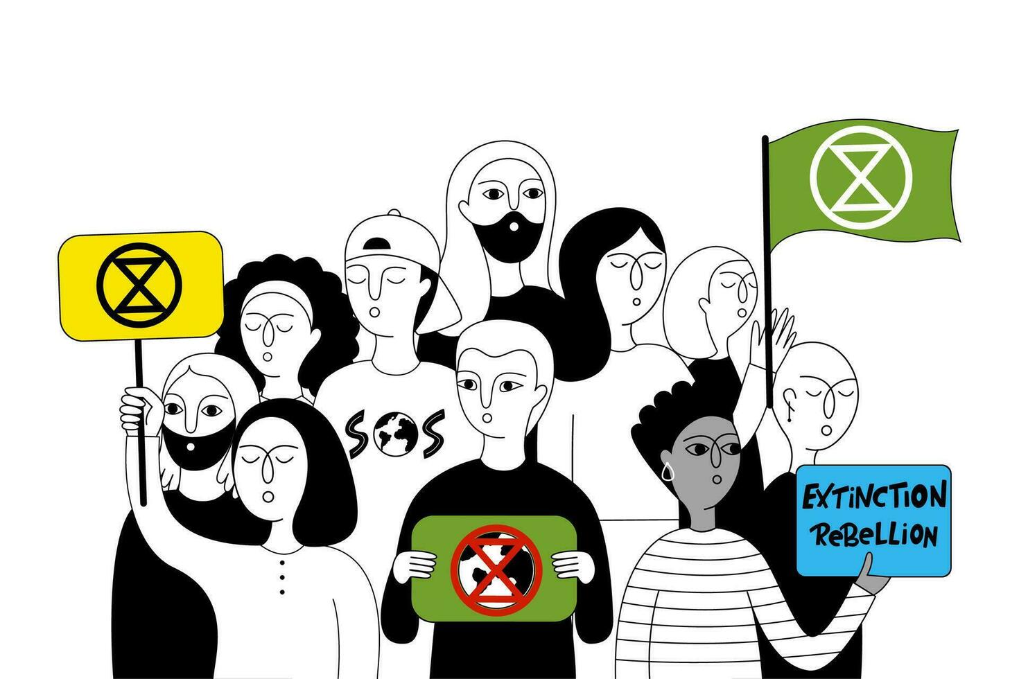 Eco-activist in the global strike for climate change. vector