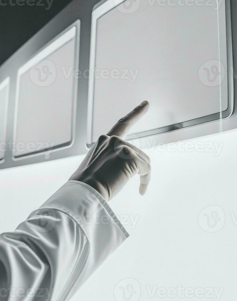 AI generated a scientist touching control panels photo