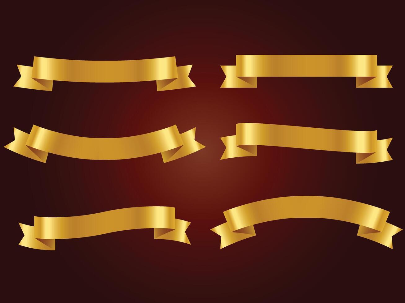 Gold ribbons and labels set vector