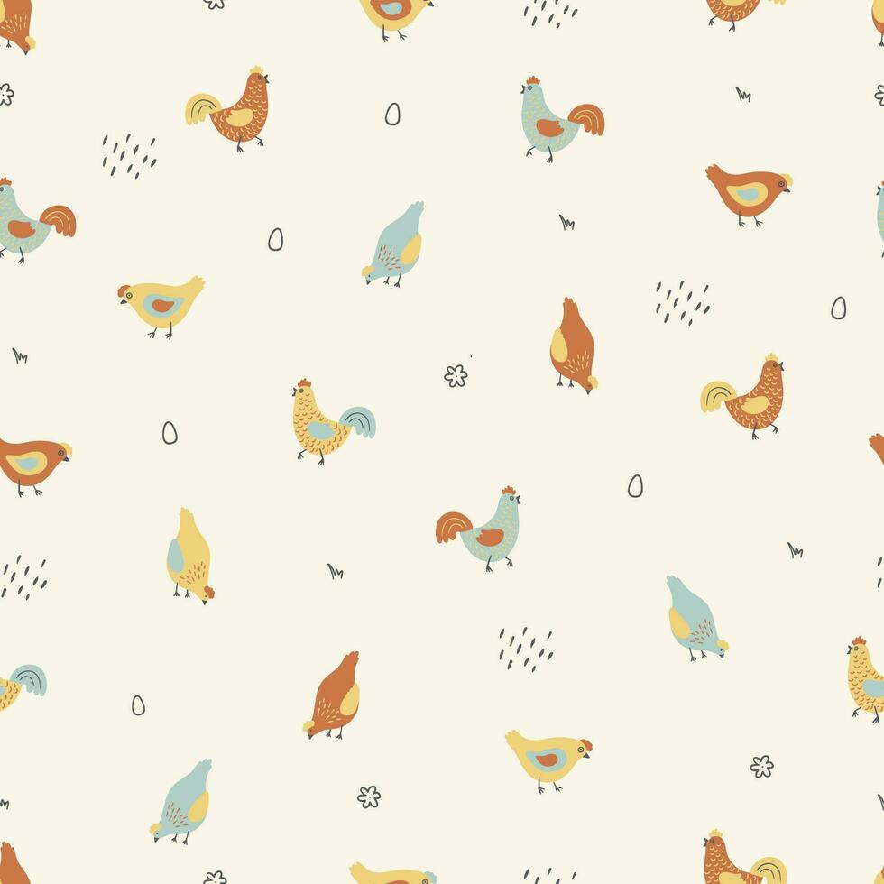 Easter Texture with chicken. vector