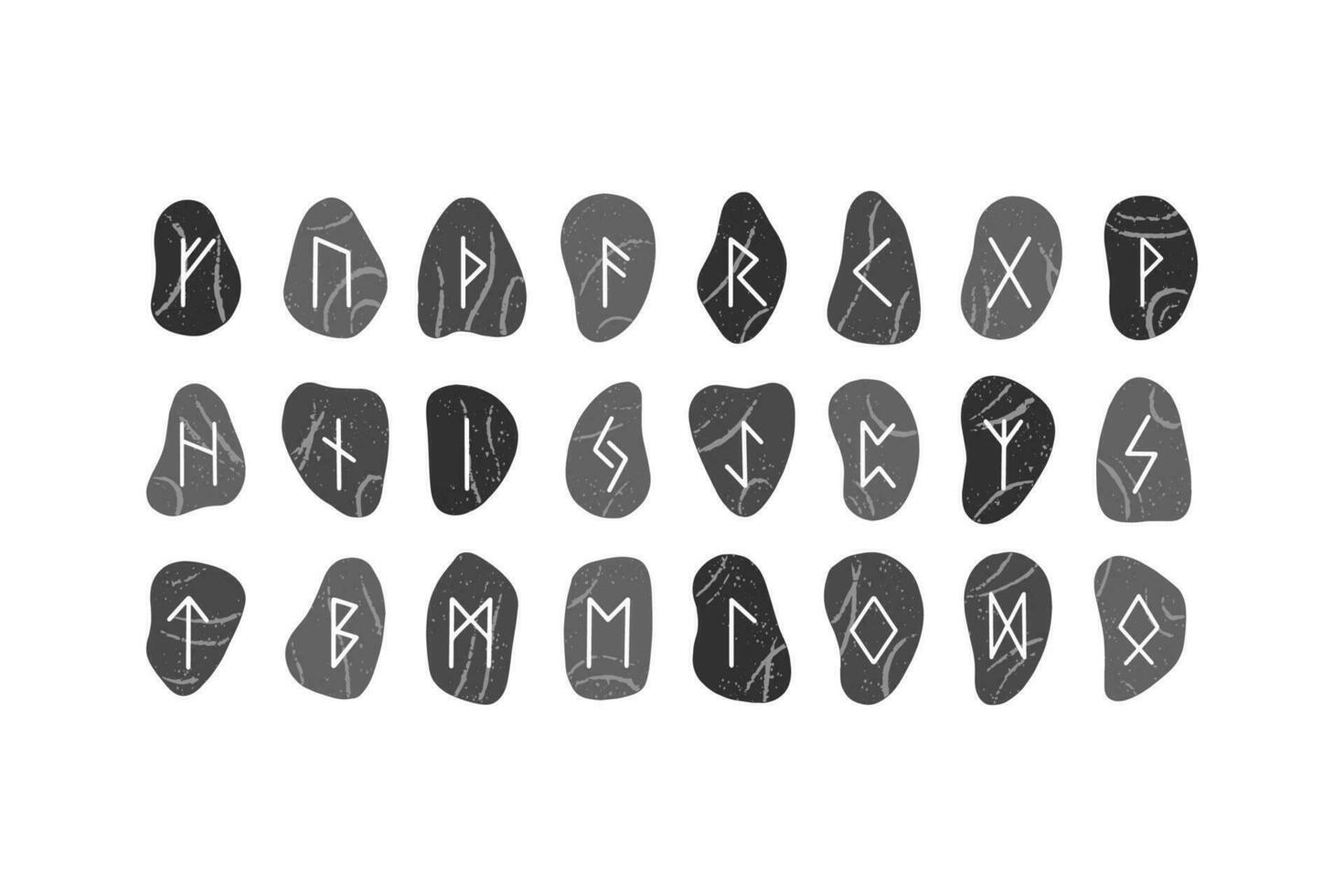 Runes alphabet on river stones. vector