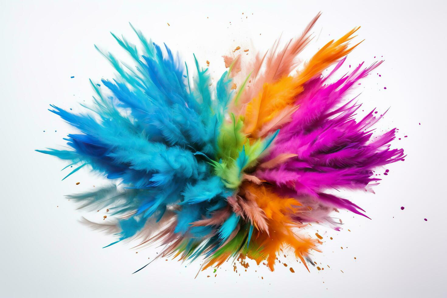 AI generated Colorful feathers isolated on a white background. Close-up. photo