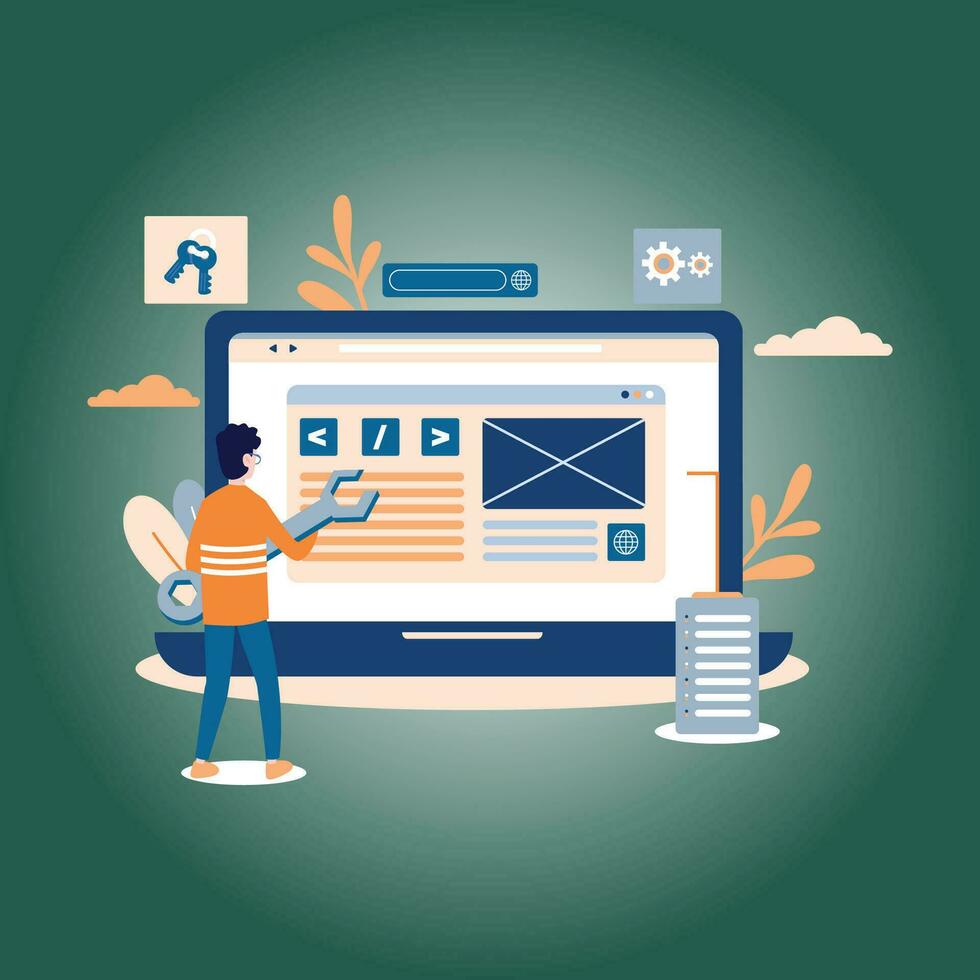 Website setup landing page vector