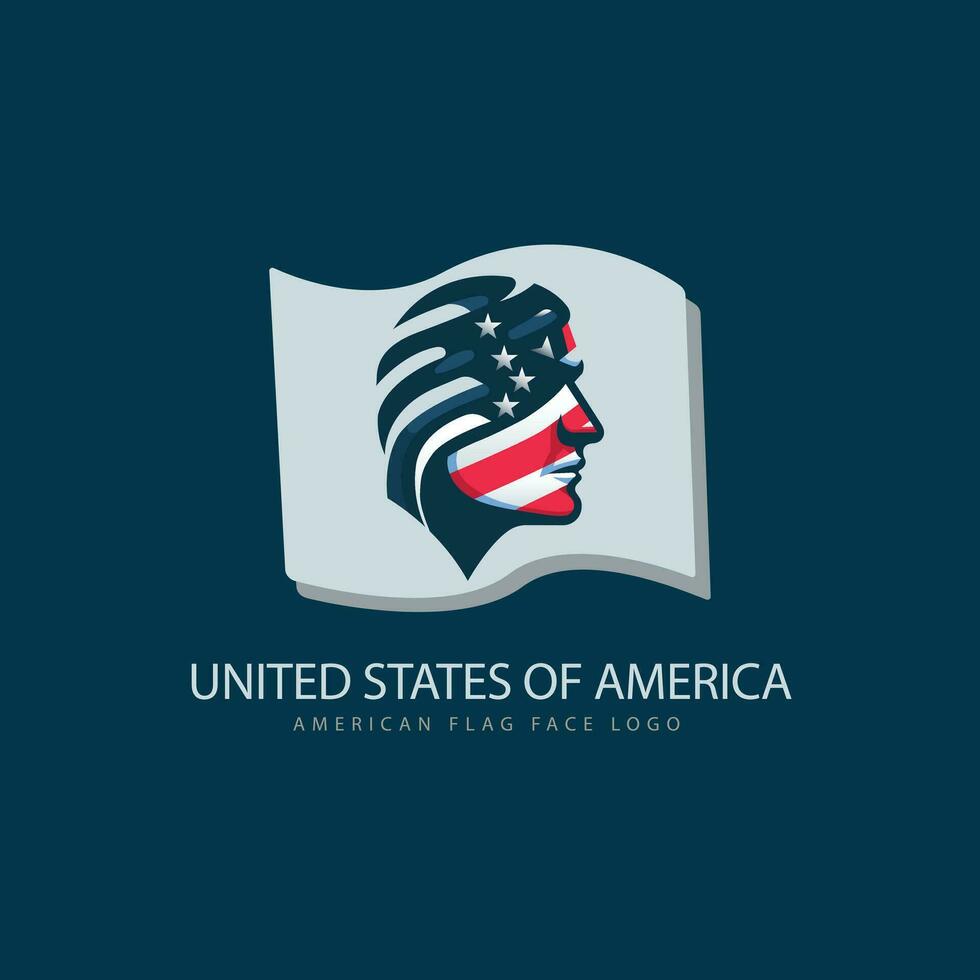 American flag face logo template design for brand or company and others vector