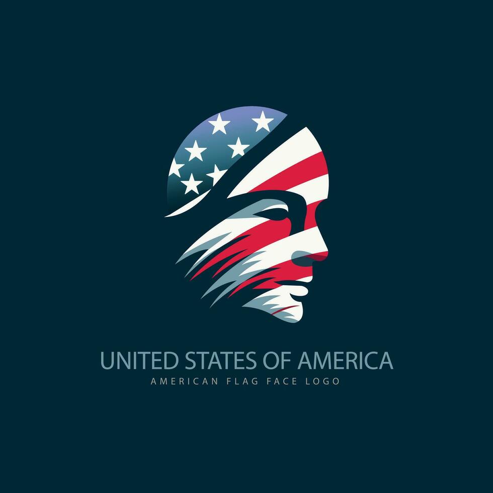 American flag face logo template design for brand or company and others vector