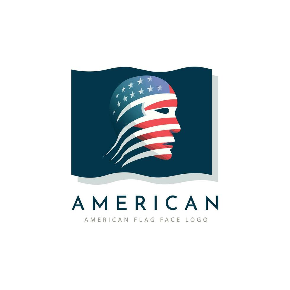 americano bandera cara logo modelo diseño para marca o empresa y otros vector