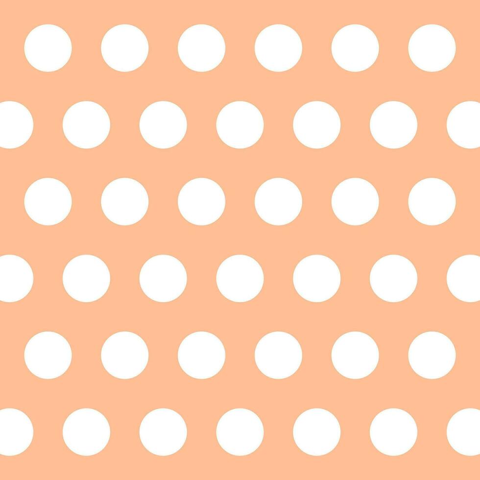 Peach fuzz and white polka dot vector seamless pattern