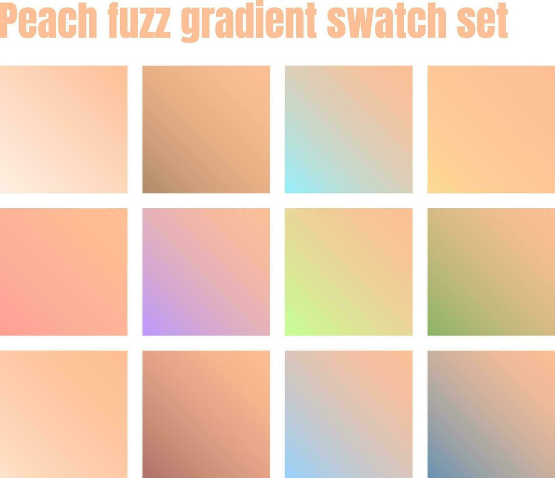 Vector set of pastel gradient swatches with peach fuzz color used for ui and ux design