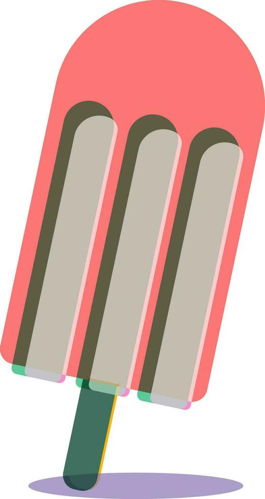 Risograph print style ice pop on stick isolated on white backround. Doodle ice cream on stick vector