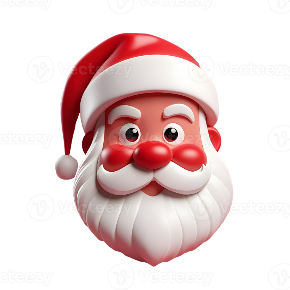 AI generated a 3d santa claus head on isolated transparent background png. Generated with AI png