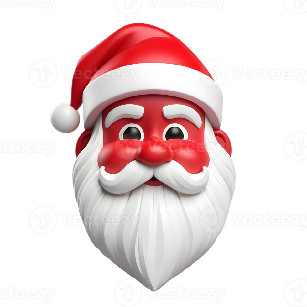 AI generated a 3d santa claus head on isolated transparent background png. Generated with AI png