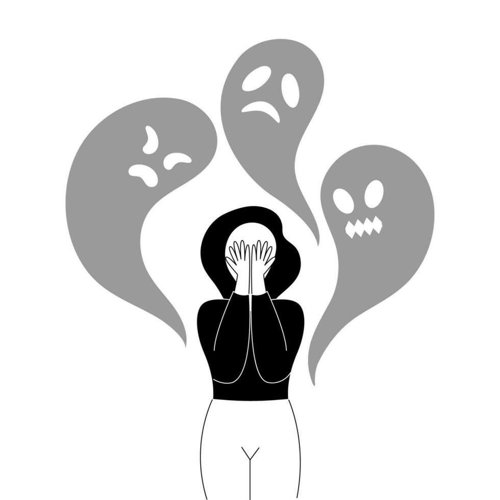 Psychological problems, panic attack. vector