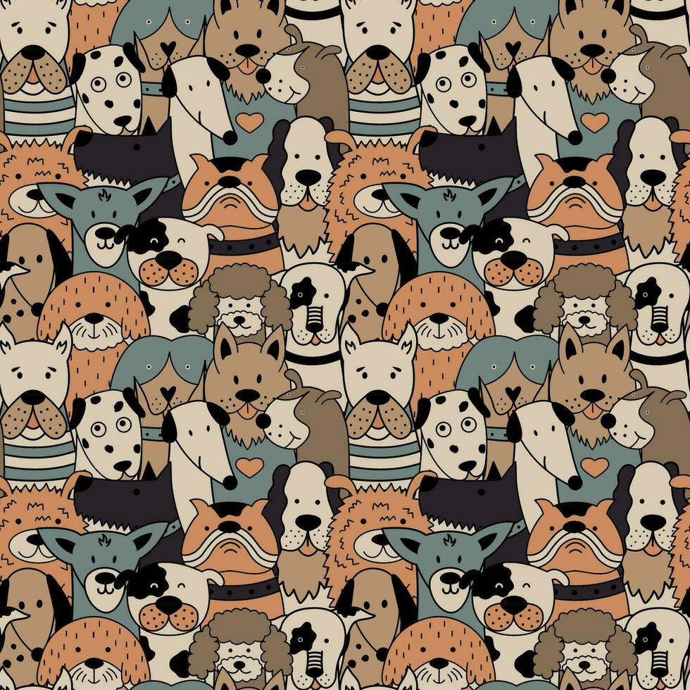 Children's pattern with colorful dogs. vector