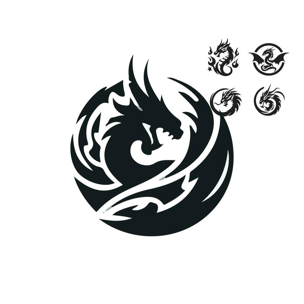 Dragon vector icon illustration design logo template
