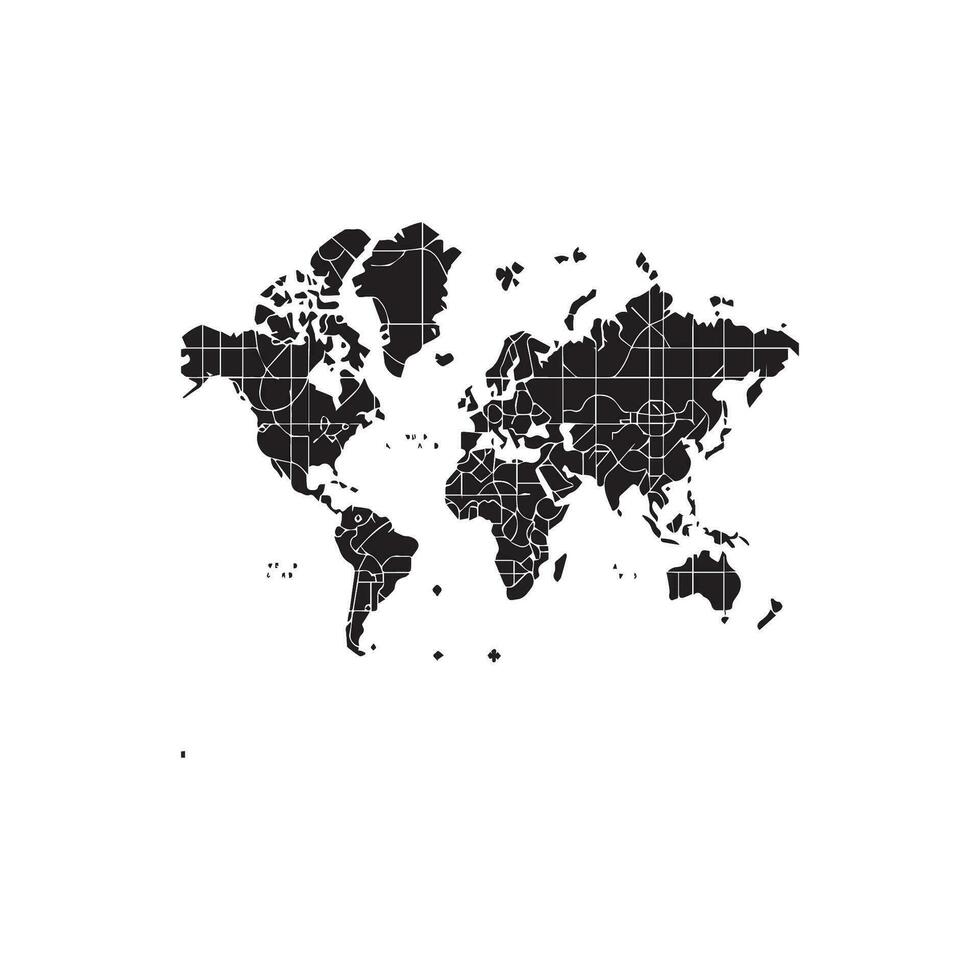 silhouette of world map, vector illustration