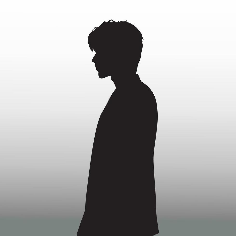 Young sad man silhouette vector