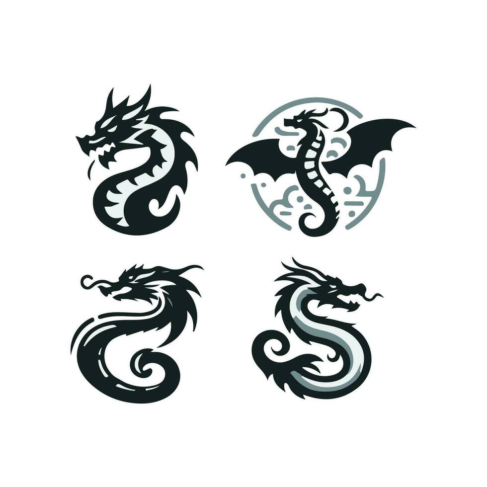 Dragon vector icon illustration design logo template
