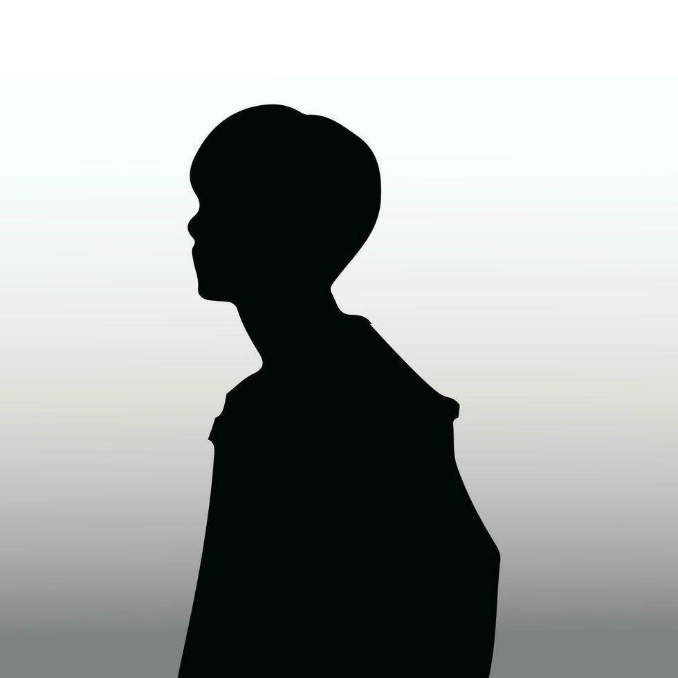 Young sad man silhouette vector