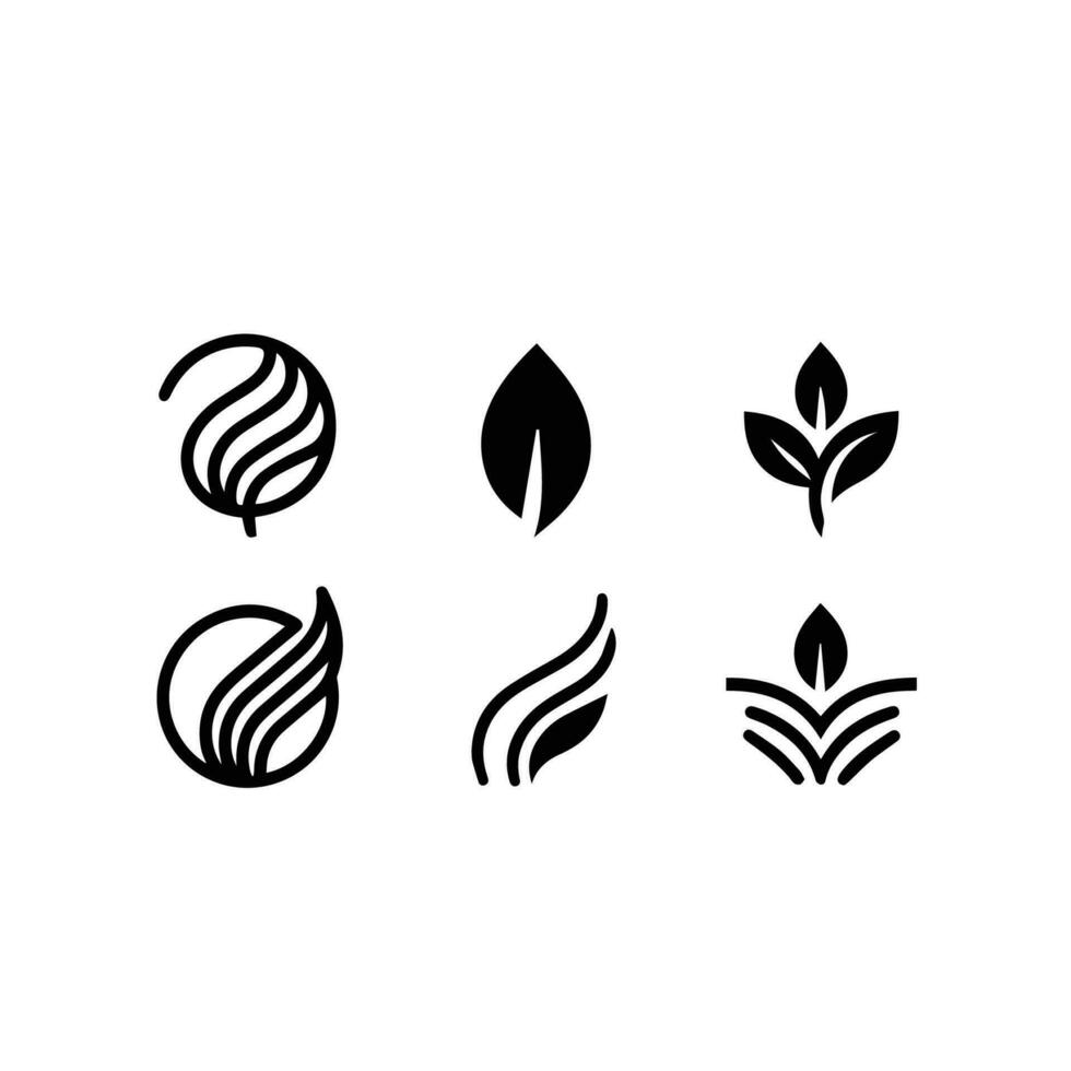 Leaves logo vector set isolated on white background. Various shapes of leaves of trees and plants. Elements for eco and bio logos.