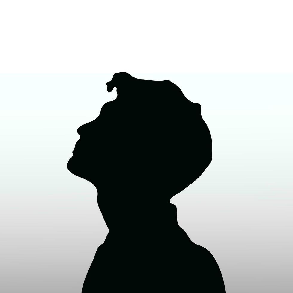 Young sad man silhouette vector