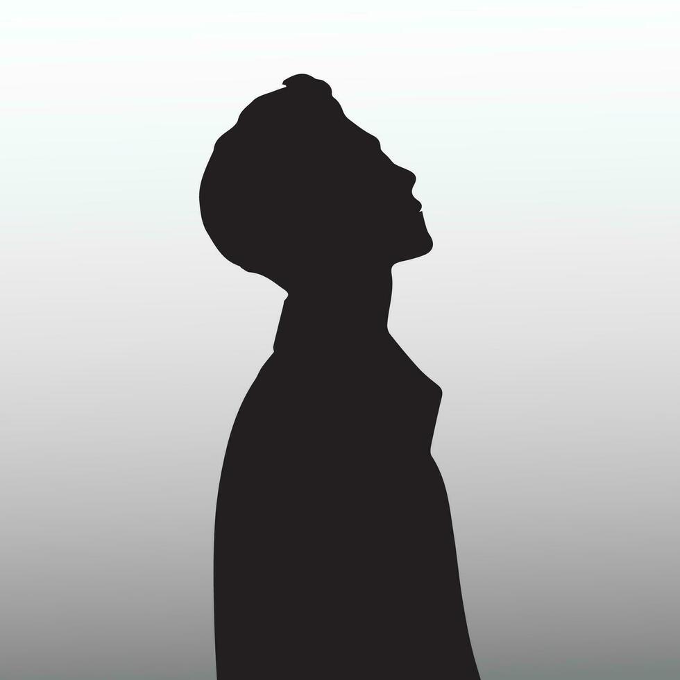 Young sad man silhouette vector