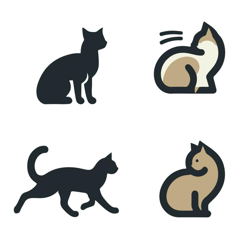 gato silueta logo diseño vector ilustración