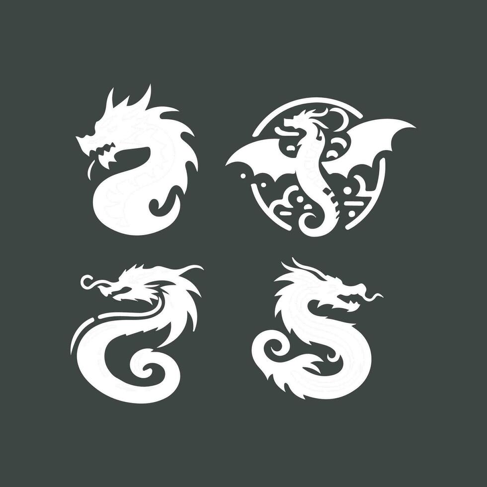 Dragon vector icon illustration design logo template