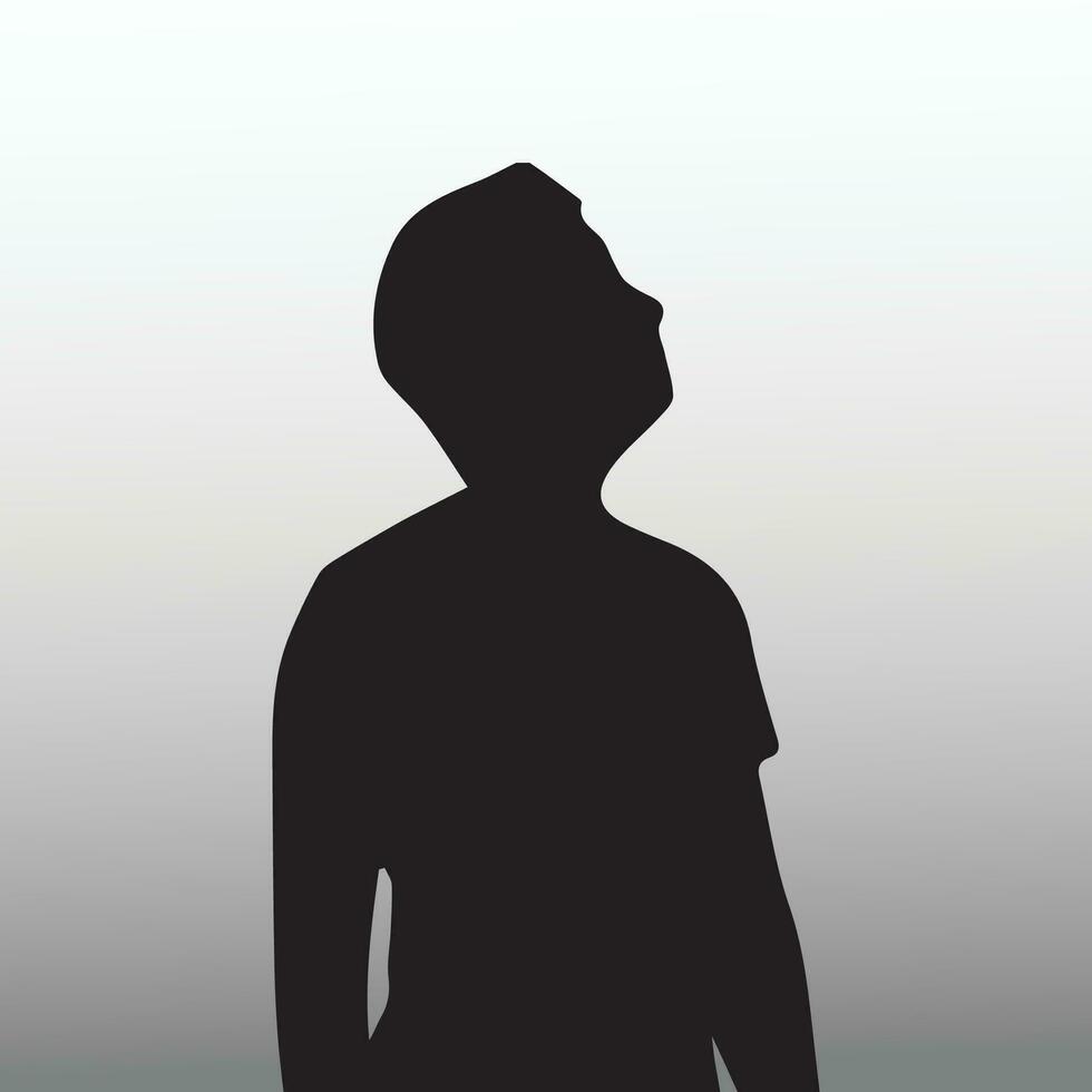 Young sad man silhouette vector