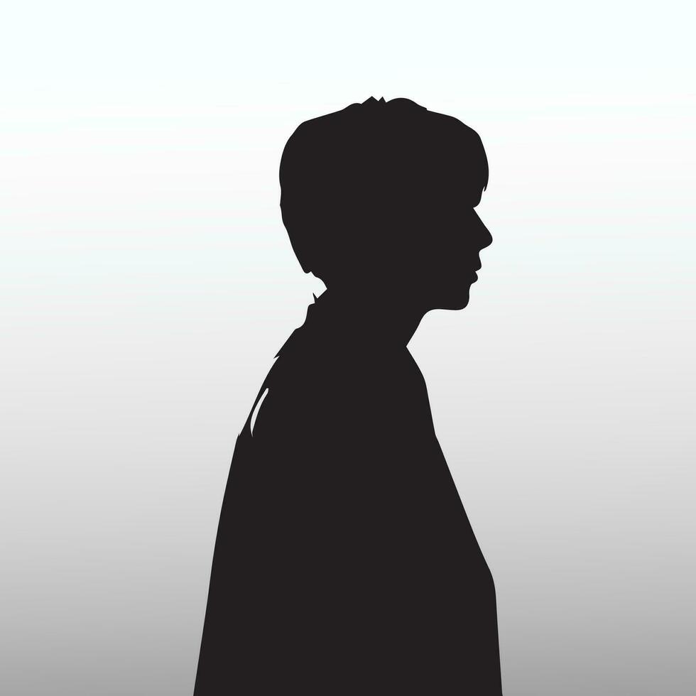 Young sad man silhouette vector