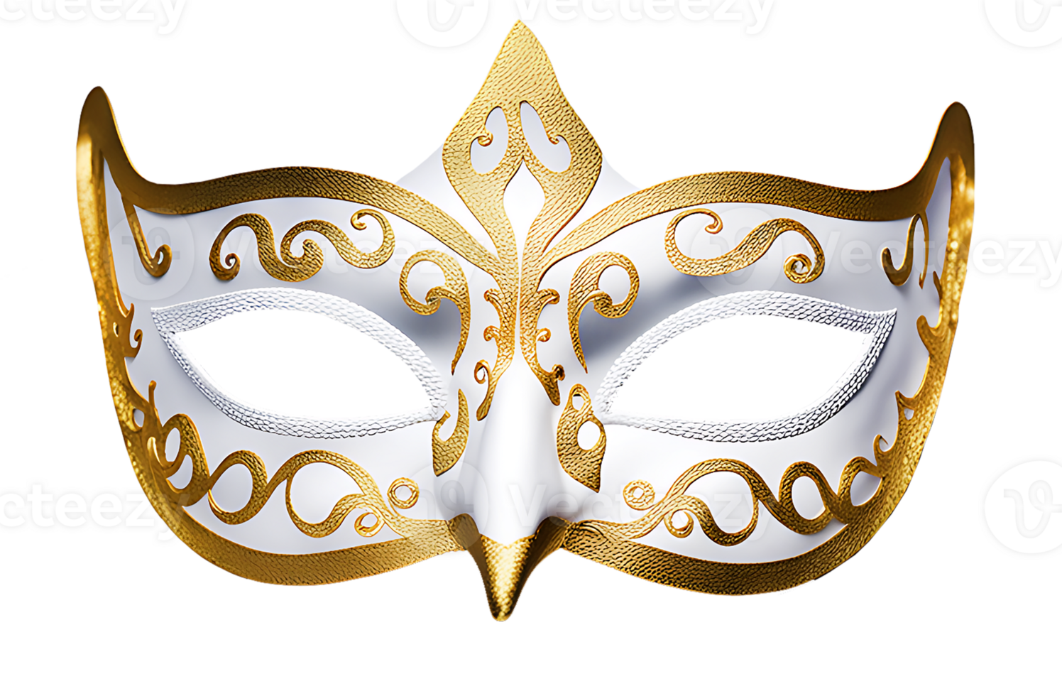ai genererad en vit och guld venetian maskerad karneval opera mask på en transparent bakgrund png fil