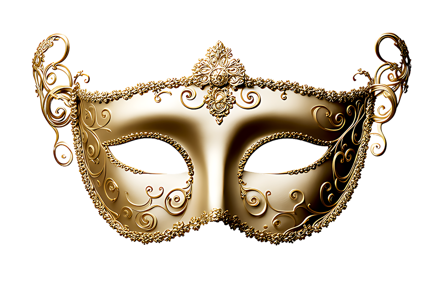 AI generated Venetian carnival mask, A golden Venetian mask on a transparent background, a golden carnival mask, the opera mask's radiance for every celebration png