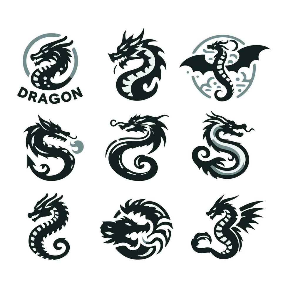 Dragon vector icon illustration design logo template