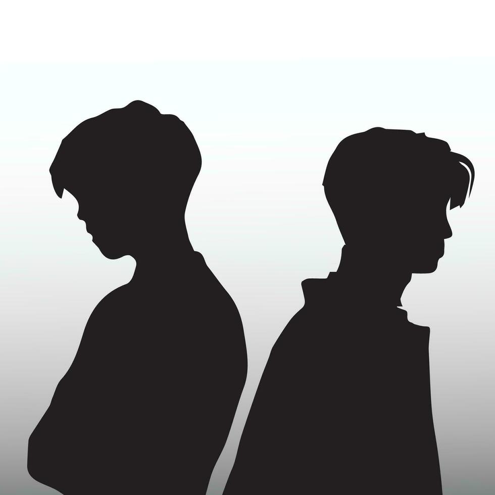 Young sad man silhouette vector