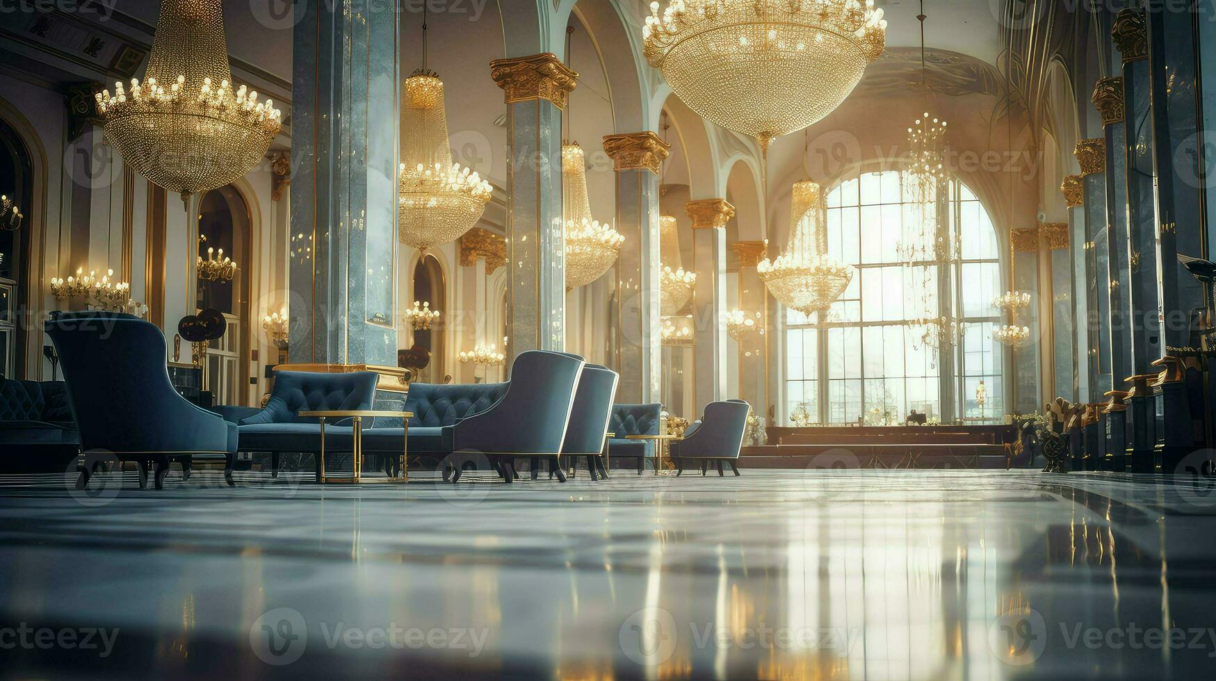AI generated modern blur interior business photo