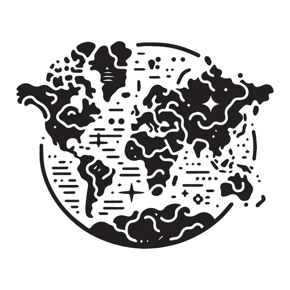 silhouette of world map, vector illustration