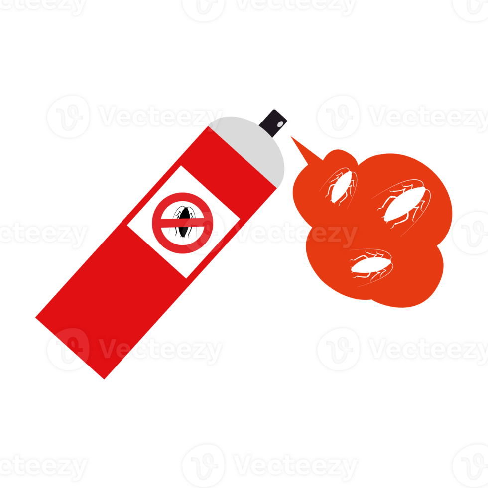 Spray insecticide on the cockroach. Pest control. Aerosol for the prevention of insect bites. png